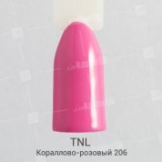 TNL, Гель-лак №206 - Кораллово-розовый (10 мл.)