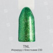 TNL, Гель-лак №230 - Изумруд с блестками (10 мл.)