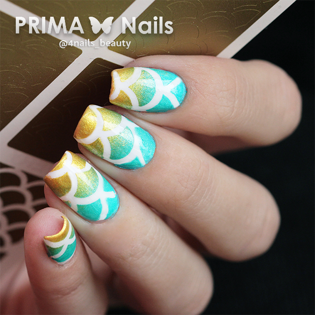 PrimaNails, Трафарет для дизайна ногтей - Русалка (крупный)