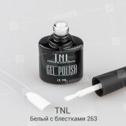TNL, Гель-лак №263 - Белый с блестками (10 мл.)