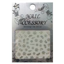 Nail Accessory, 3D Стикер J&Z (Снежинки) - TY093 (серебро)