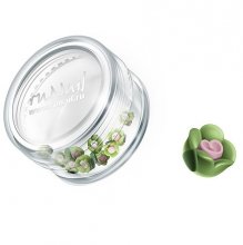 ruNail, Дизайн для ногтей: пластиковые цветы 0341 (чайная роза, зеленый), 10 штук