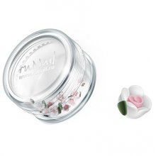 ruNail, Дизайн для ногтей: пластиковые цветы 0349 (чайная роза, белый), 10 штук