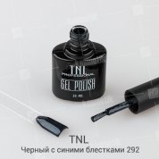 TNL, Гель-лак №292 - Черный с синими блестками (10 мл.)