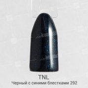 TNL, Гель-лак №292 - Черный с синими блестками (10 мл.)