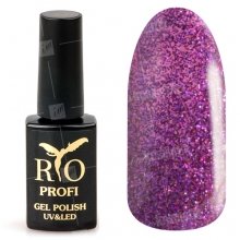 Rio Profi, Гель-лак каучуковый - Фиолетовый с блестками №42 (7мл.)