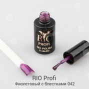 Rio Profi, Гель-лак каучуковый - Фиолетовый с блестками №42 (7мл.)