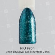 Rio Profi, Гель-лак каучуковый - Сине-изумрудный с глиттером №55 (7мл.)