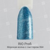 Rio Profi, Гель-лак каучуковый - Морская волна с глиттером №64 (7мл.)
