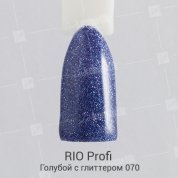 Rio Profi, Гель-лак каучуковый - Голубой с глиттером №70 (7мл.)