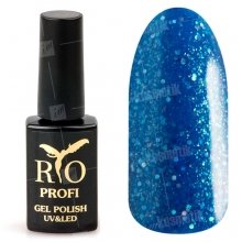 Rio Profi, Гель-лак каучуковый - Голубой с блестками №106 (7мл.)