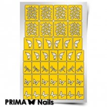 PrimaNails, Трафарет для дизайна ногтей - Бабочки, стрекозки