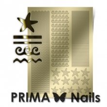 PrimaNails, Металлизированные наклейки для дизайна SEA-003, Золото