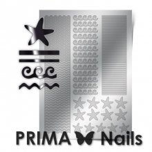 PrimaNails, Металлизированные наклейки для дизайна SEA-003, Серебро