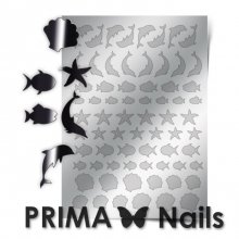 PrimaNails, Металлизированные наклейки для дизайна SEA-004, Серебро