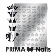 PrimaNails, Металлизированные наклейки для дизайна PR-002, Серебро