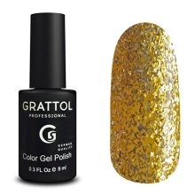 Grattol, Гель-лак Glitter Bright Gold №75 (9 мл.)