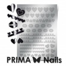 PrimaNails, Металлизированные наклейки для дизайна LV-01, Серебро
