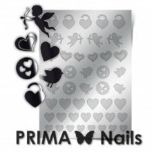 PrimaNails, Металлизированные наклейки для дизайна LV-02, Серебро