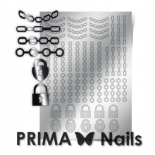 PrimaNails, Металлизированные наклейки для дизайна UZ-01, Серебро