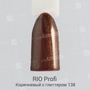 Rio Profi, Гель-лак каучуковый - Коричневый с глиттером №138 (7 мл.)