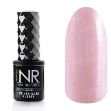 Nail Republic, Cover Pink Base Rubber - Базовое камуфлирующее покрытие с шиммером №014 (10 мл.)