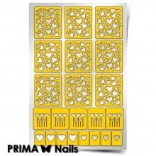 PrimaNails, Трафарет для дизайна ногтей - Сердца 1 NEW