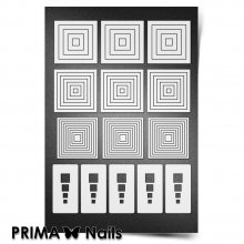 PrimaNails, Трафарет для дизайна ногтей New Size - Геометрия Квадраты