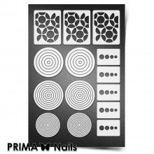 PrimaNails, Трафарет для дизайна ногтей New Size - Геометрия Круги