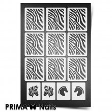 PrimaNails, Трафарет для дизайна ногтей New Size - Зебра
