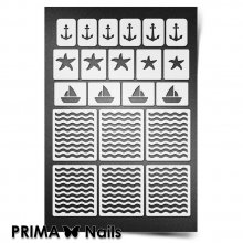PrimaNails, Трафарет для дизайна ногтей New Size - Морской микс-1