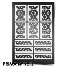 PrimaNails, Трафарет для дизайна ногтей New Size - Орнамент Треугольники