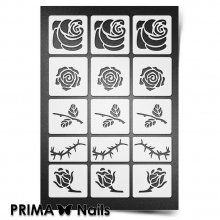 PrimaNails, Трафарет для дизайна ногтей New Size - Розы