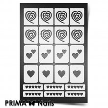 PrimaNails, Трафарет для дизайна ногтей New Size - Сердечки