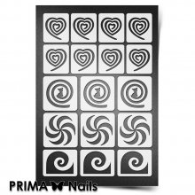 PrimaNails, Трафарет для дизайна ногтей New Size - Спирали Фантазия