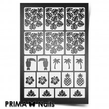 PrimaNails, Трафарет для дизайна ногтей New Size - Тропики