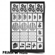 PrimaNails, Трафарет для дизайна ногтей New Size - Фруктовый сад