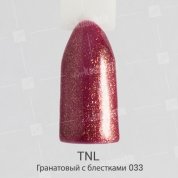TNL, Гель-лак №033 - Гранатовый с блестками (10 мл.)
