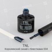 TNL, Гель-лак №034 - Королевский синий с блестками (10 мл.)