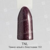 TNL, Гель-лак №151 - Темно-алый с блестками (10 мл.)
