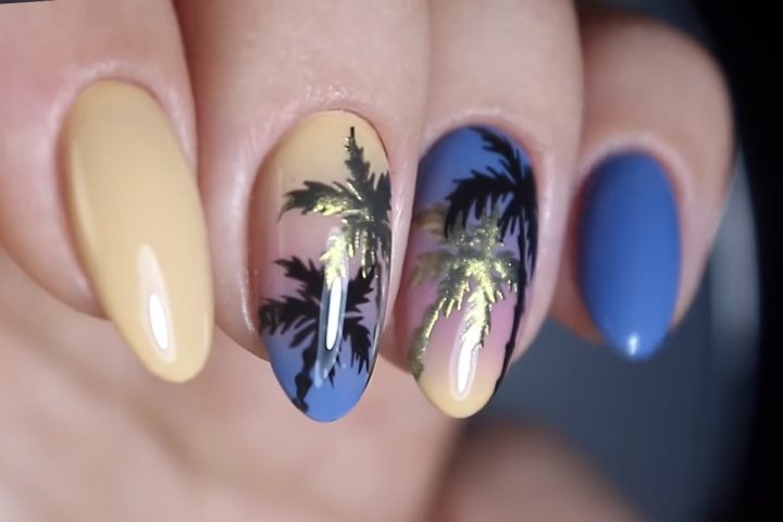 Маникюр на море: пальмы на ногтях. Летний маникюр 2018 с градиентом