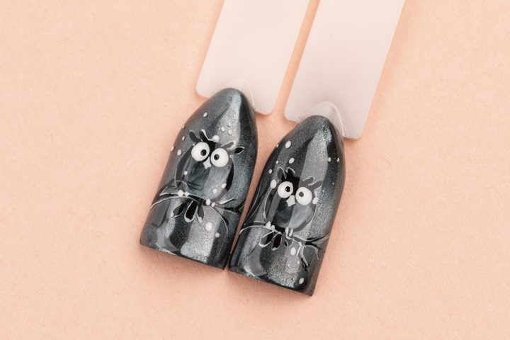 Простой дизайн ногтей "Ночные совы". Модный маникюр 2018