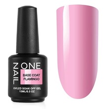 OneNail, Base Coat Flamingo - Камуфлирующая база для гель-лака (15 ml.)