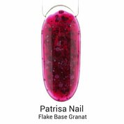 Patrisa Nail, Flake Base Granat - Цветная база с белыми шестигранниками (12 мл)