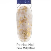 Patrisa Nail, Potal Milky Base - Каучуковая молочная база с золотой поталью (12 мл)