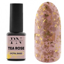 Patrisa Nail, Potal Tea Rose Base - Каучуковая розовая база с золотой поталью (12 мл)