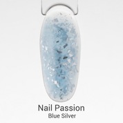 Nail Passion, Камуфлирующая база с поталью - Blue Silver (10 мл)