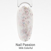 Nail Passion, Камуфлирующая база с поталью - Milk Colorful (10 мл)