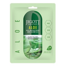 JIGOTT, Aloe Real Ampoule Mask - Тканевая маска для лица с экстрактом алоэ
