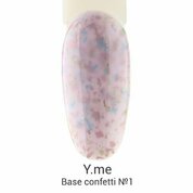 Y.me, Confetti Base - Камуфлирующая база с поталью №01 (14 мл)
